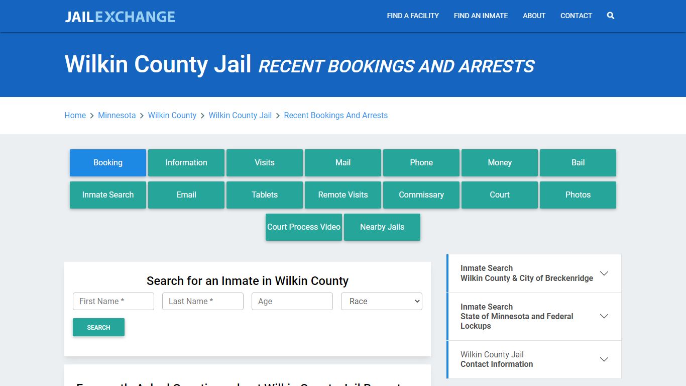 Wilkin County Jail Recent Bookings And Arrests - Jail Exchange